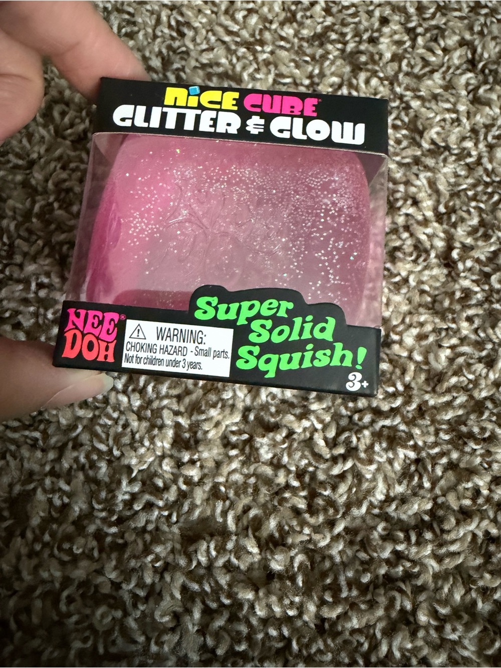 NeeDoh Nice Cube Glitter & Glow - Pink Glitter Squish NWT